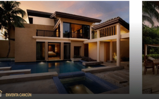 Residencia frente al mar Caribe Mexicano. 3 recámaras, alberca con jacuzzi, asoleadero privado y playa de arena blanca. Precio: $4.5 USD.